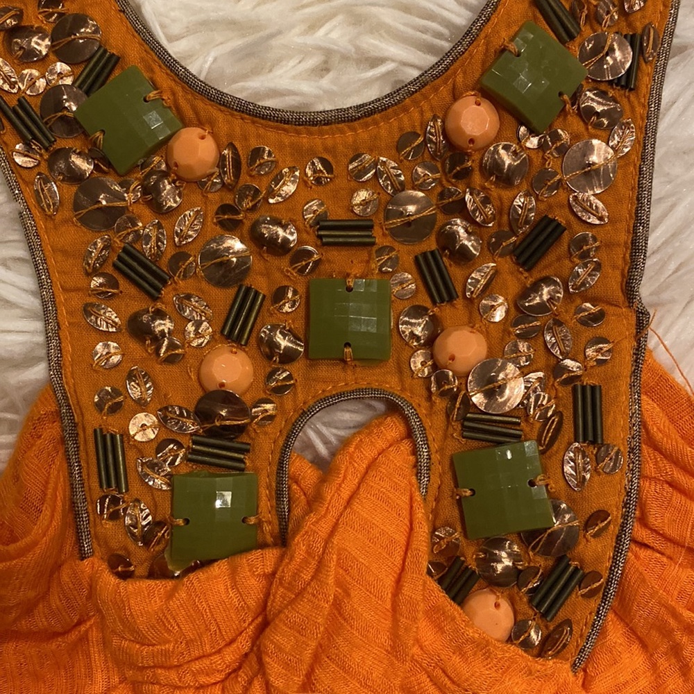 FREE PEOPLE Super unique/rare women blouse with stone and rhinestones size S